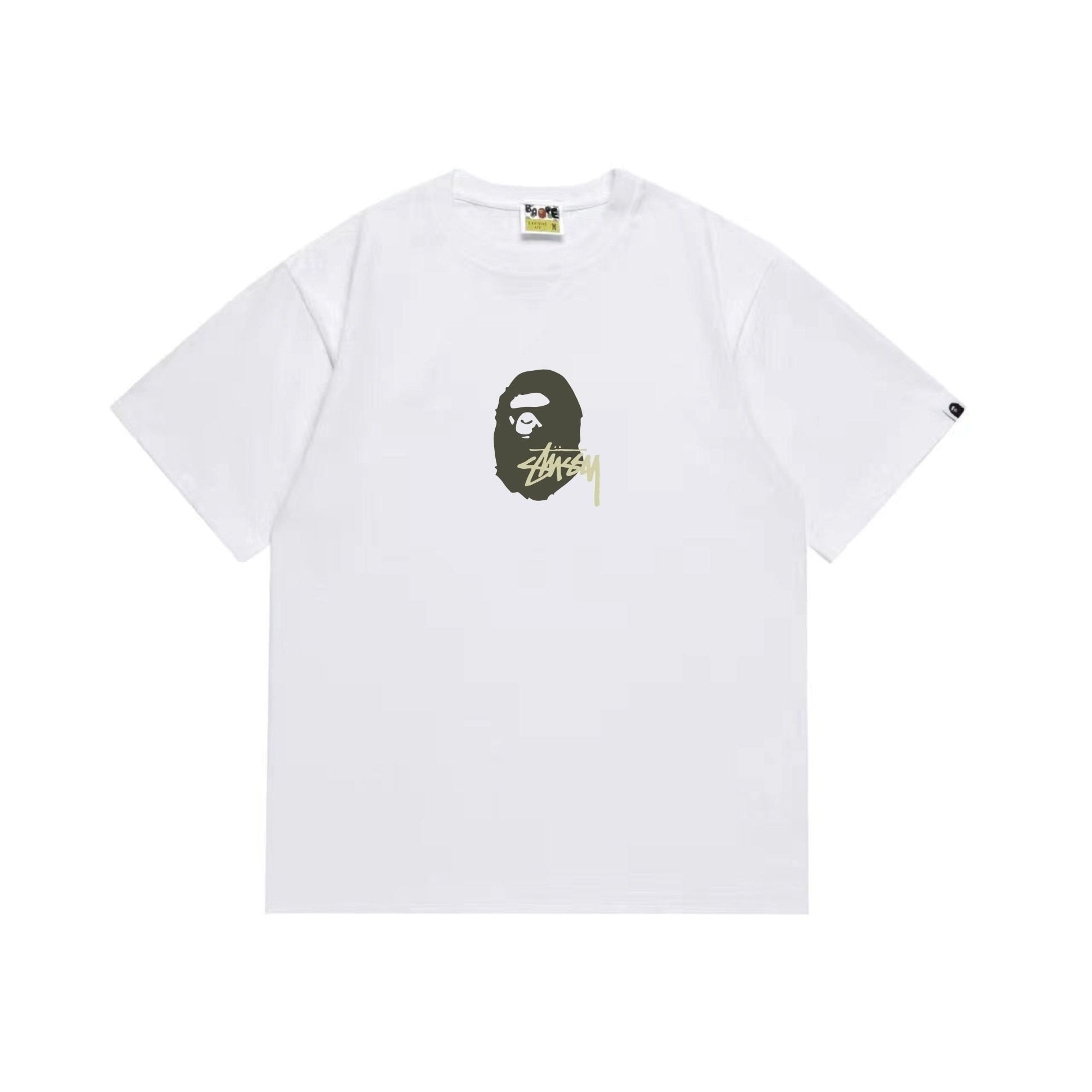 BAPE Olive & Gold Ape Wordmark Graphic T-Shirt — hero