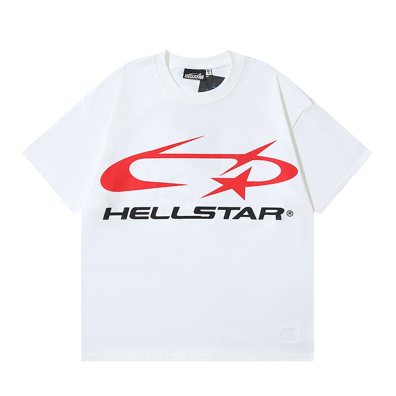 Hellstar White Flame Graphic Short-Sleeve T-Shirt — front