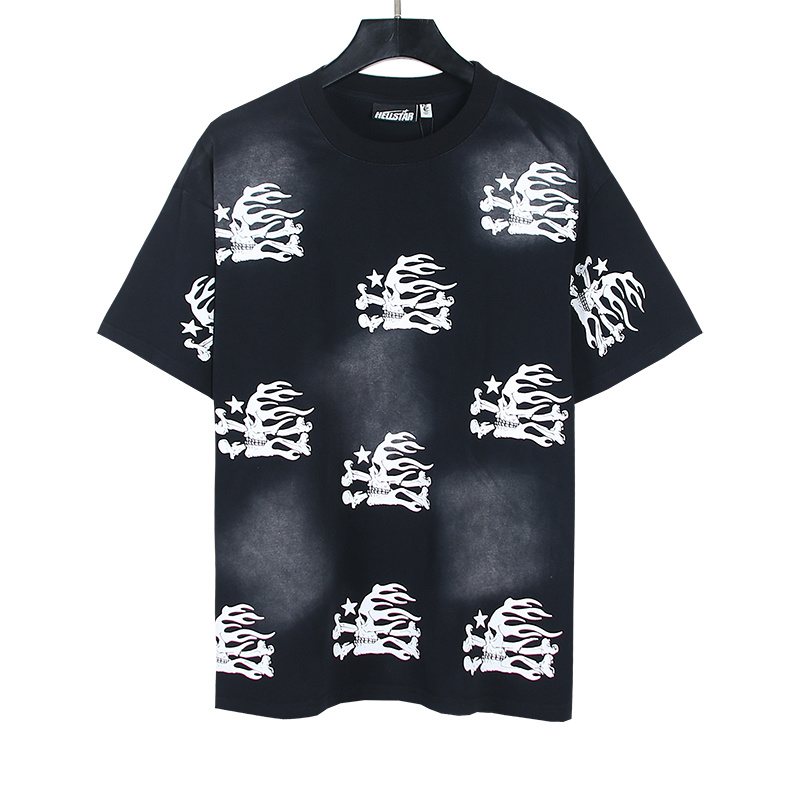 Hellstar Flaming Skull Graphic T-Shirt — front