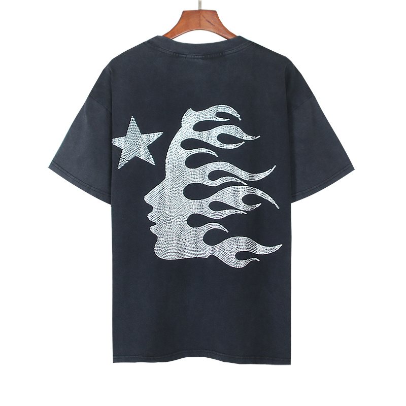 Hellstar Rhinestone Skull & Flame Graphic T-Shirt — back