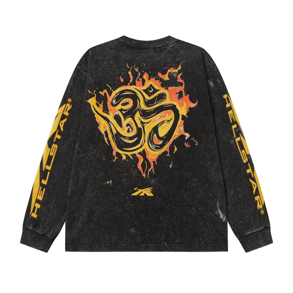 Hellstar Washed Black Graphic Long-Sleeve T-Shirt — back