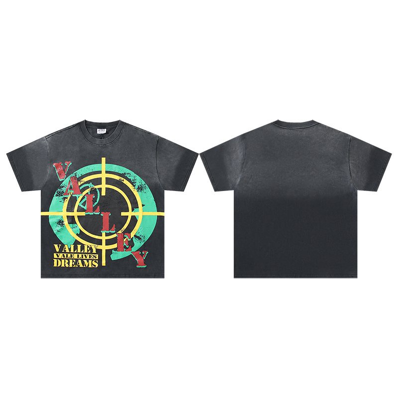 VALE USA Washed Lives Dreams Graphic T-Shirt — front