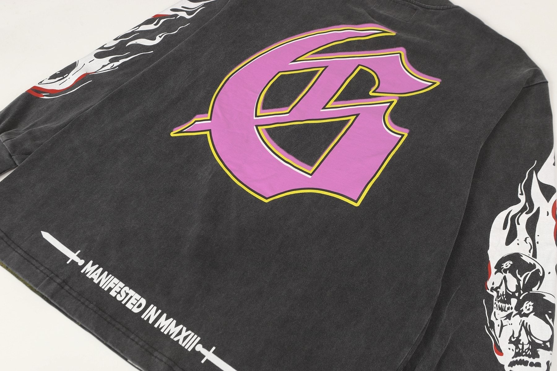 Godspeed Skeleton Graphic Washed Black Long-Sleeve T-Shirt — detail