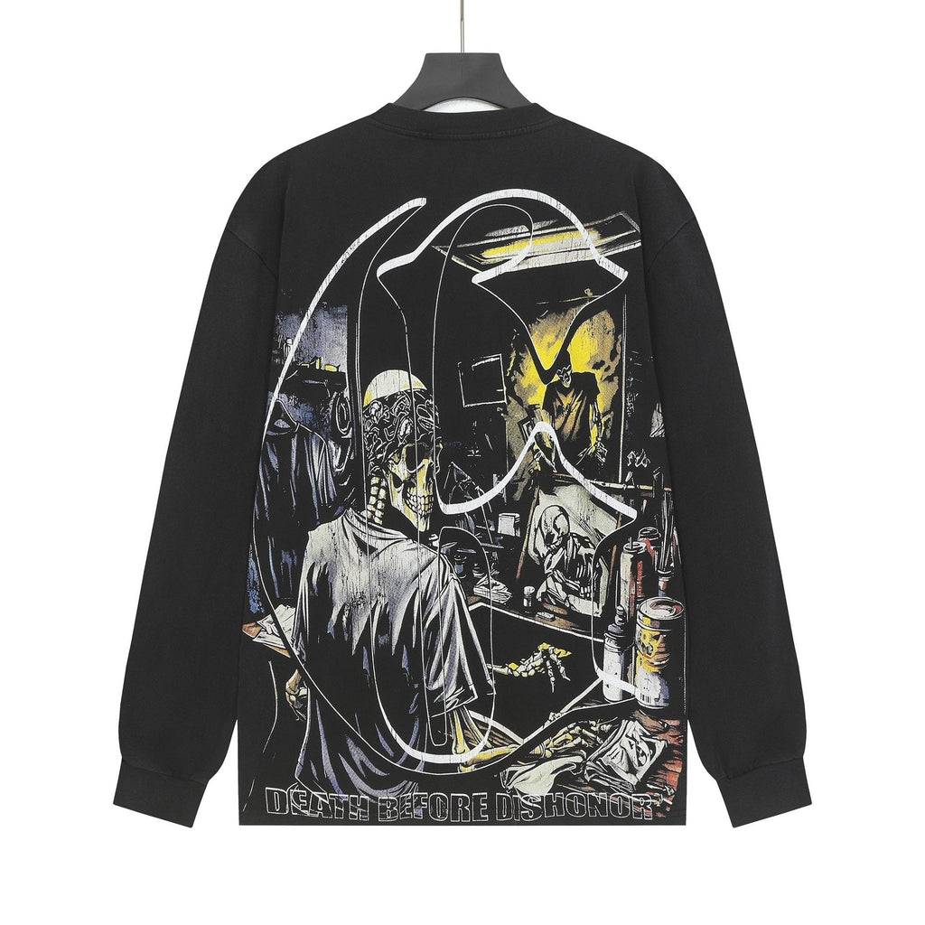 Godspeed Washed Black Rock Graphic Long-Sleeve T-Shirt — back