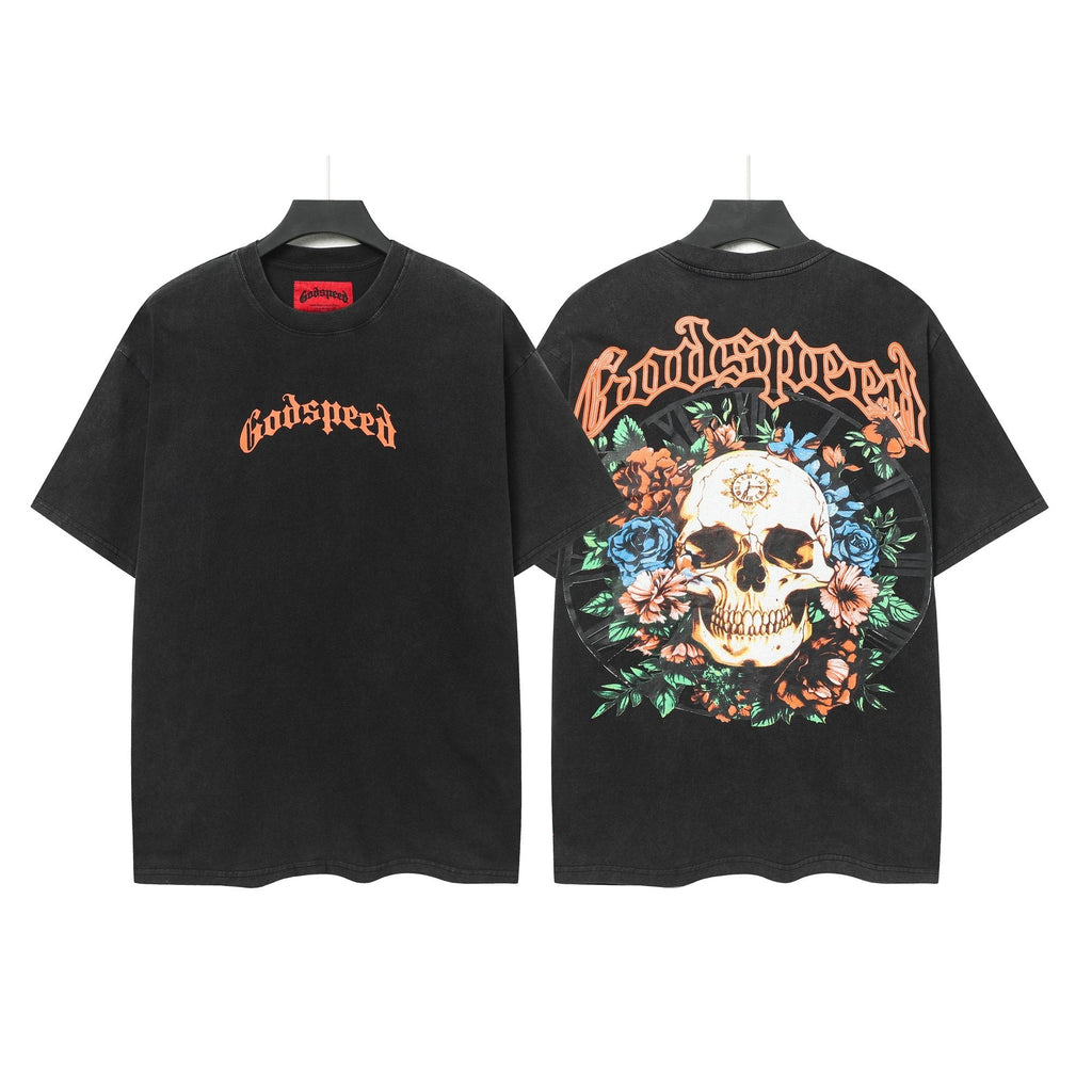 Godspeed Skull & Floral Graphic Short-Sleeve T-Shirt — hero