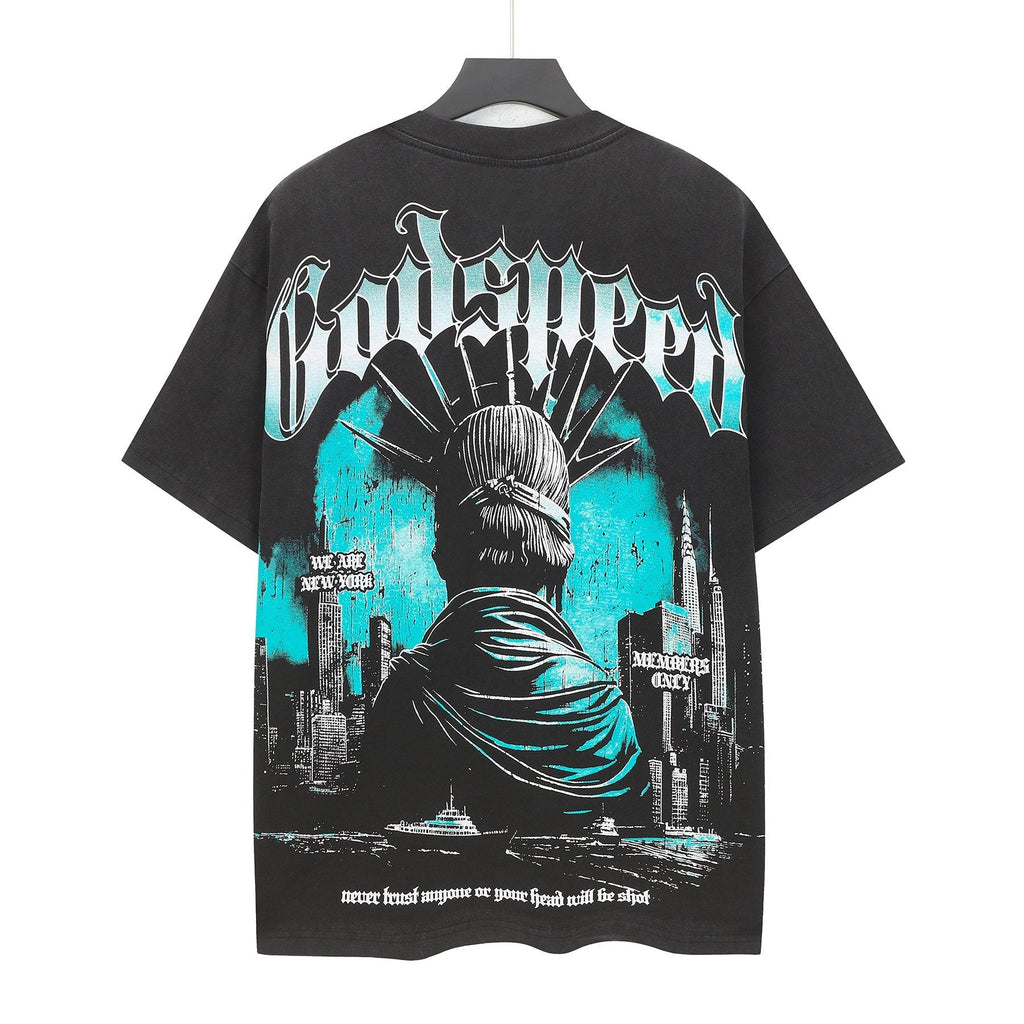 Godspeed Statue City Graphic T-Shirt — back