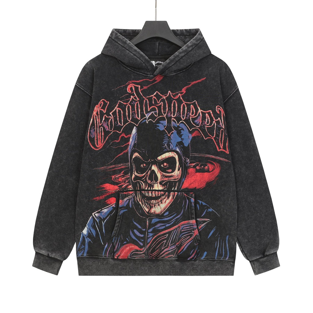 Godspeed Washed Skull Graphic Hoodie — front