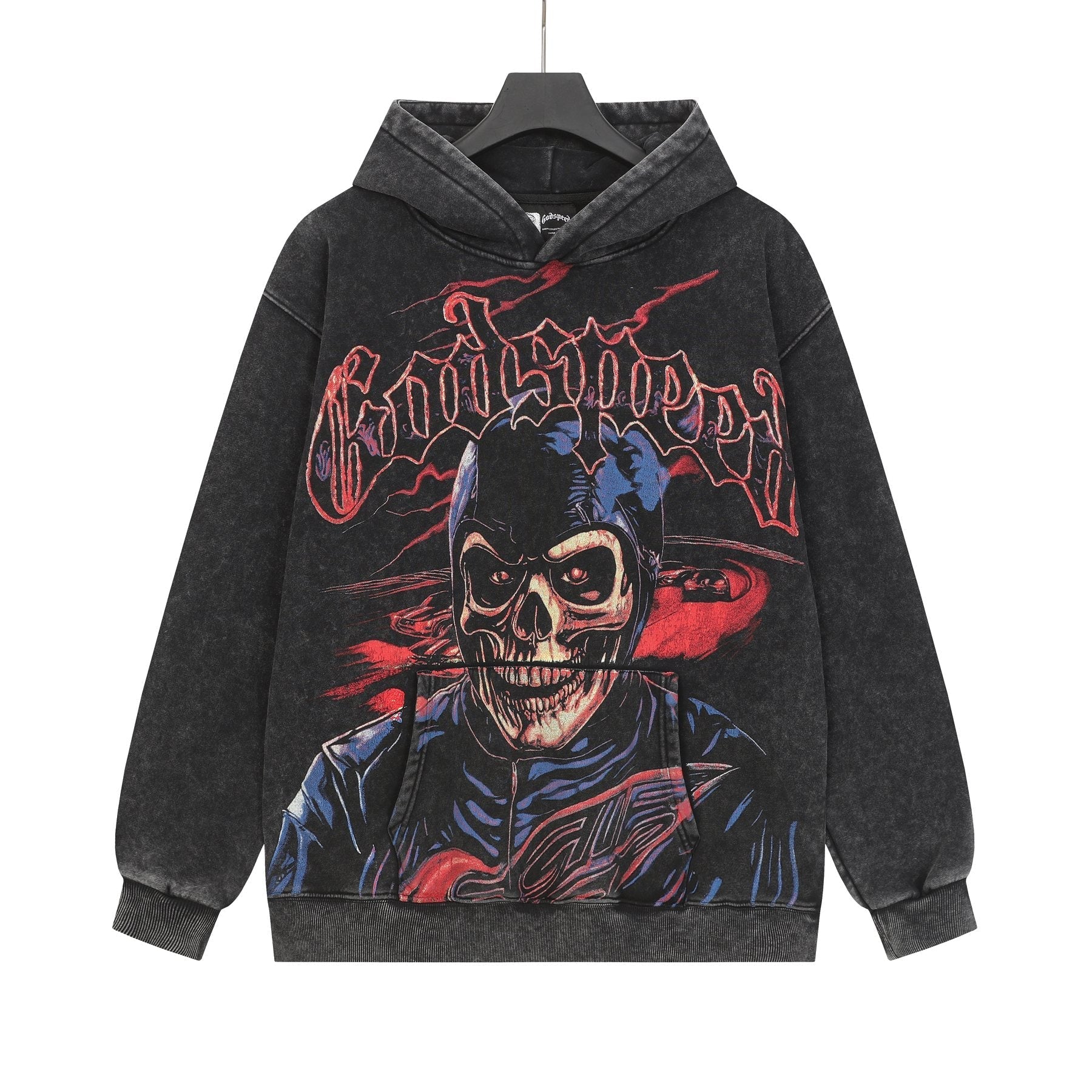 Godspeed Washed Skull Graphic Hoodie — front