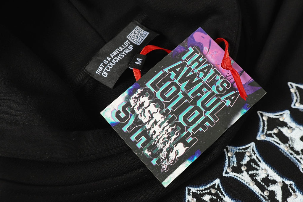 THAT'S A AWFUL LOT OF COUGH SYRUP Star Skull Graphic Hoodie — hang_tag
