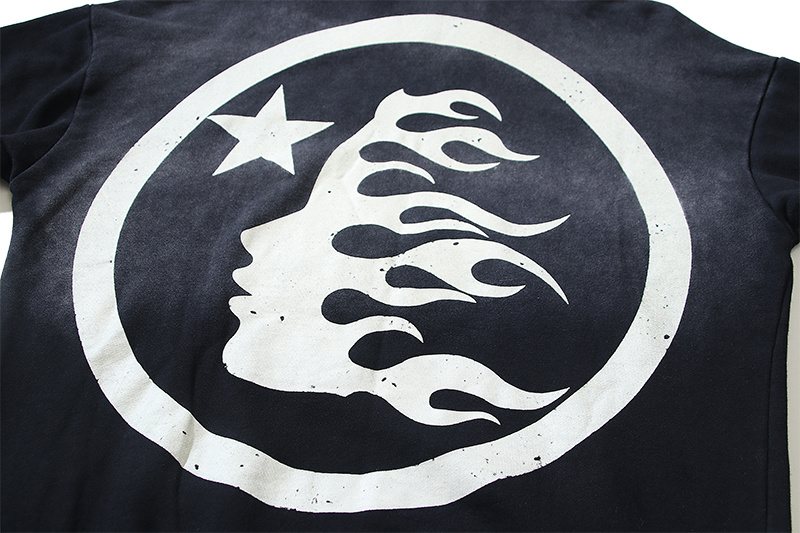 Hellstar Washed Face Flame Graphic Hoodie — detail