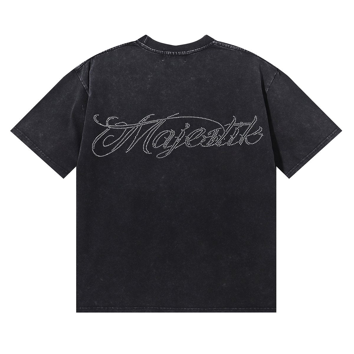 MAJESTIK Bulldog Football Rhinestone Cropped T-Shirt — back