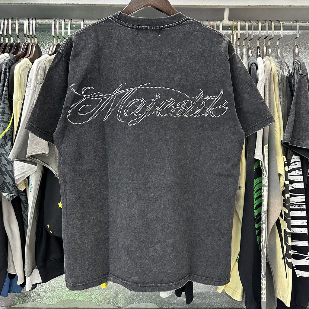 MAJESTIK Bulldog Rhinestone Graphic Cropped T-Shirt — context