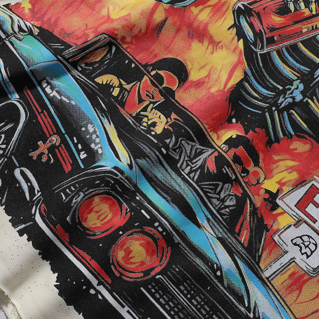 BKYS Revival Rhinestone Skeleton Car Cropped T-Shirt — detail
