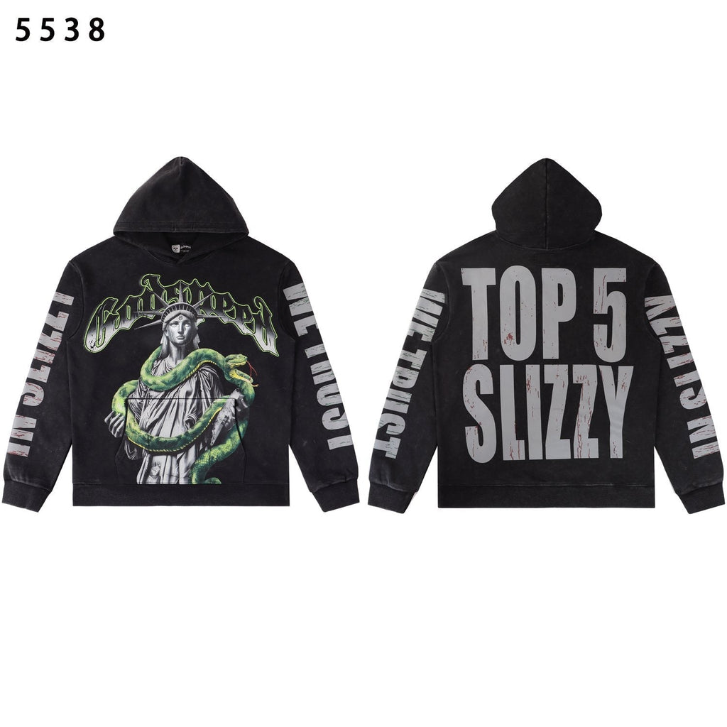 Godspeed Top 5 Slizzy Statue & Snake Graphic Hoodie — back