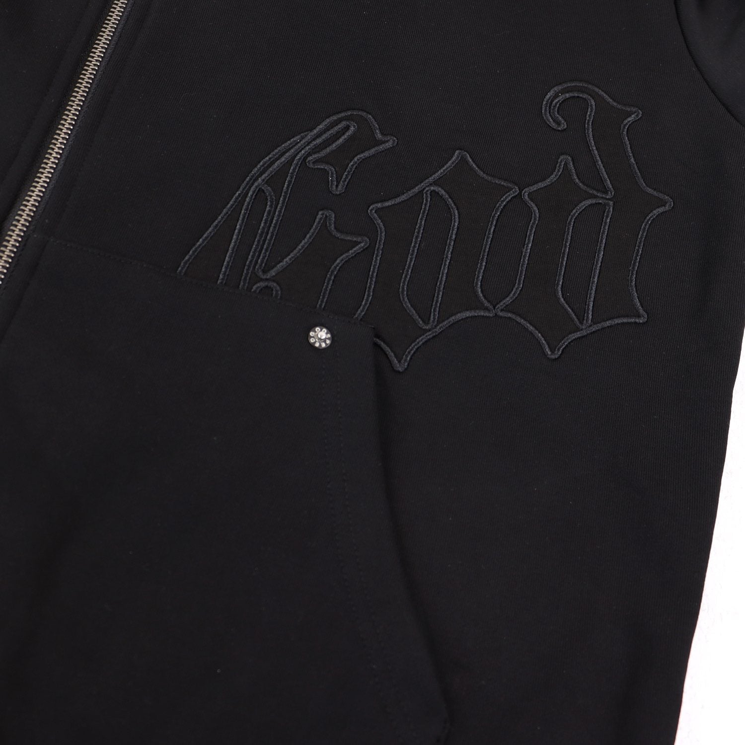 Godspeed Tonal Gothic Zip Hoodie — detail
