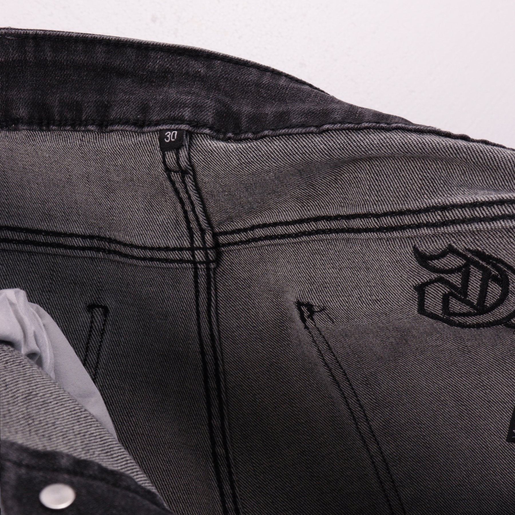 Godspeed Embroidered Denim Shorts — detail