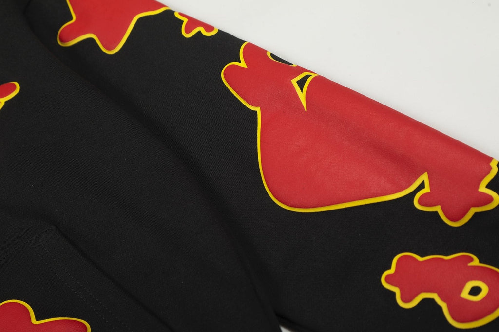 Sp5der Red & Yellow Graphic Hoodie — detail
