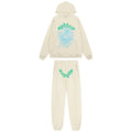 Sp5der Cream Graphic Hoodie & Sweatpants Matching Set — hero