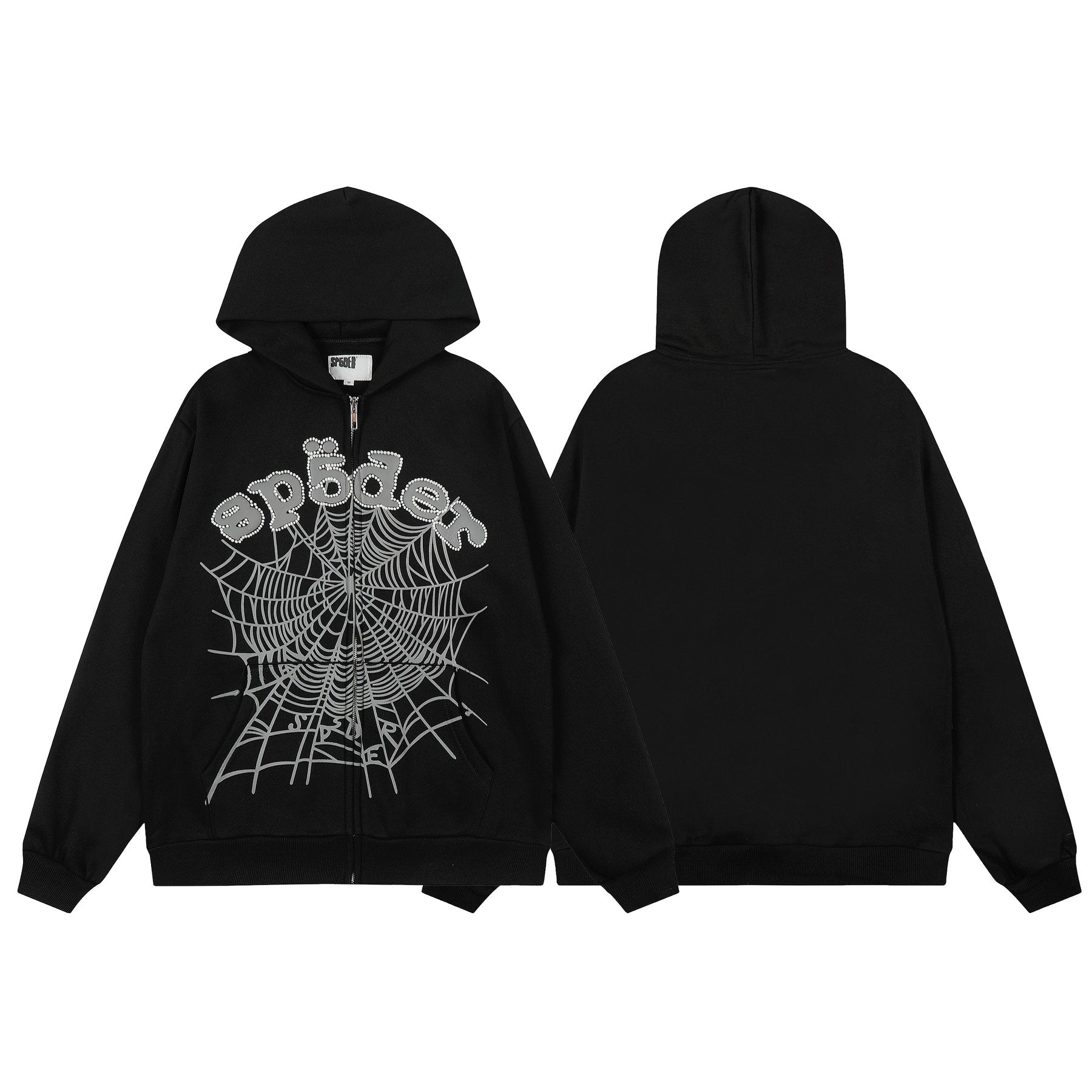 Sp5der Spider-Web Zip Hoodie & Jogger Matching Set — front