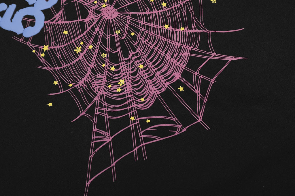 Sp5der 666 Spiderweb Graphic T-Shirt in Black — fabric_closeup