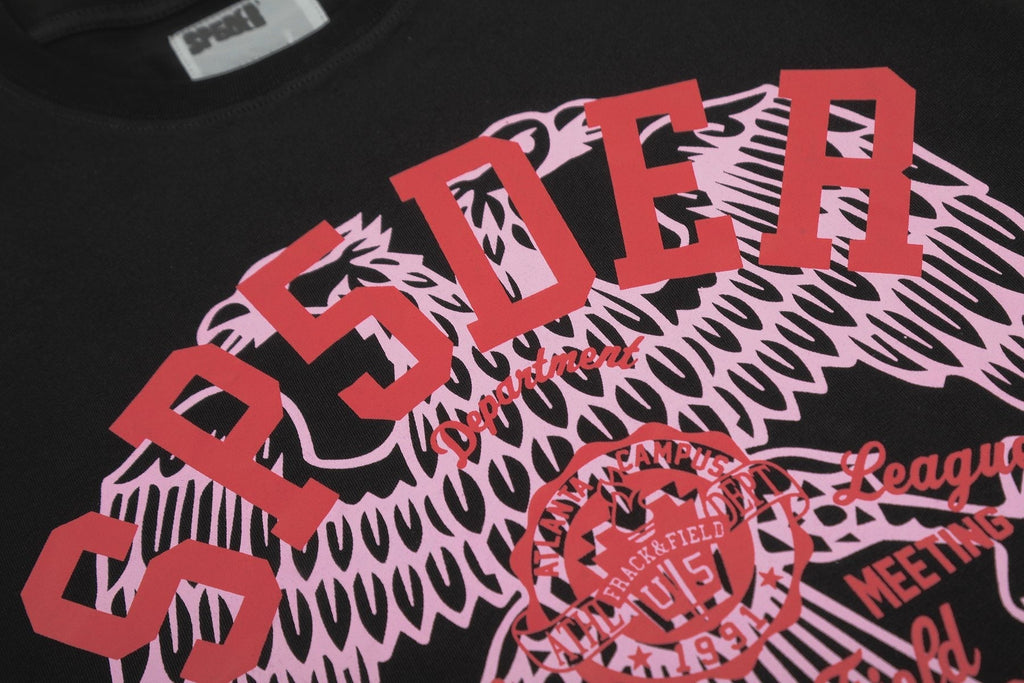 Sp5der Red/Pink Front Graphic T-Shirt — detail