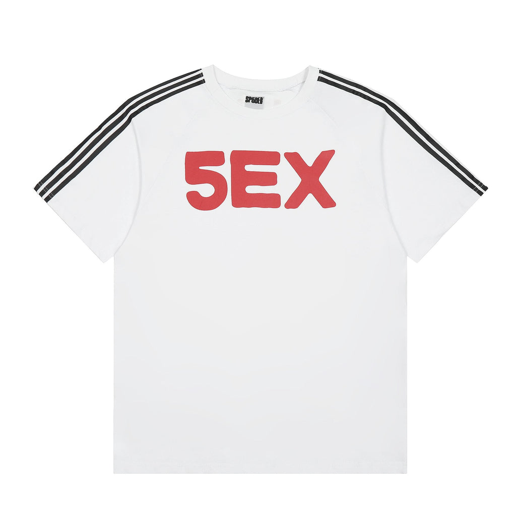 Sp5der Striped Raglan Graphic T-Shirt — hero