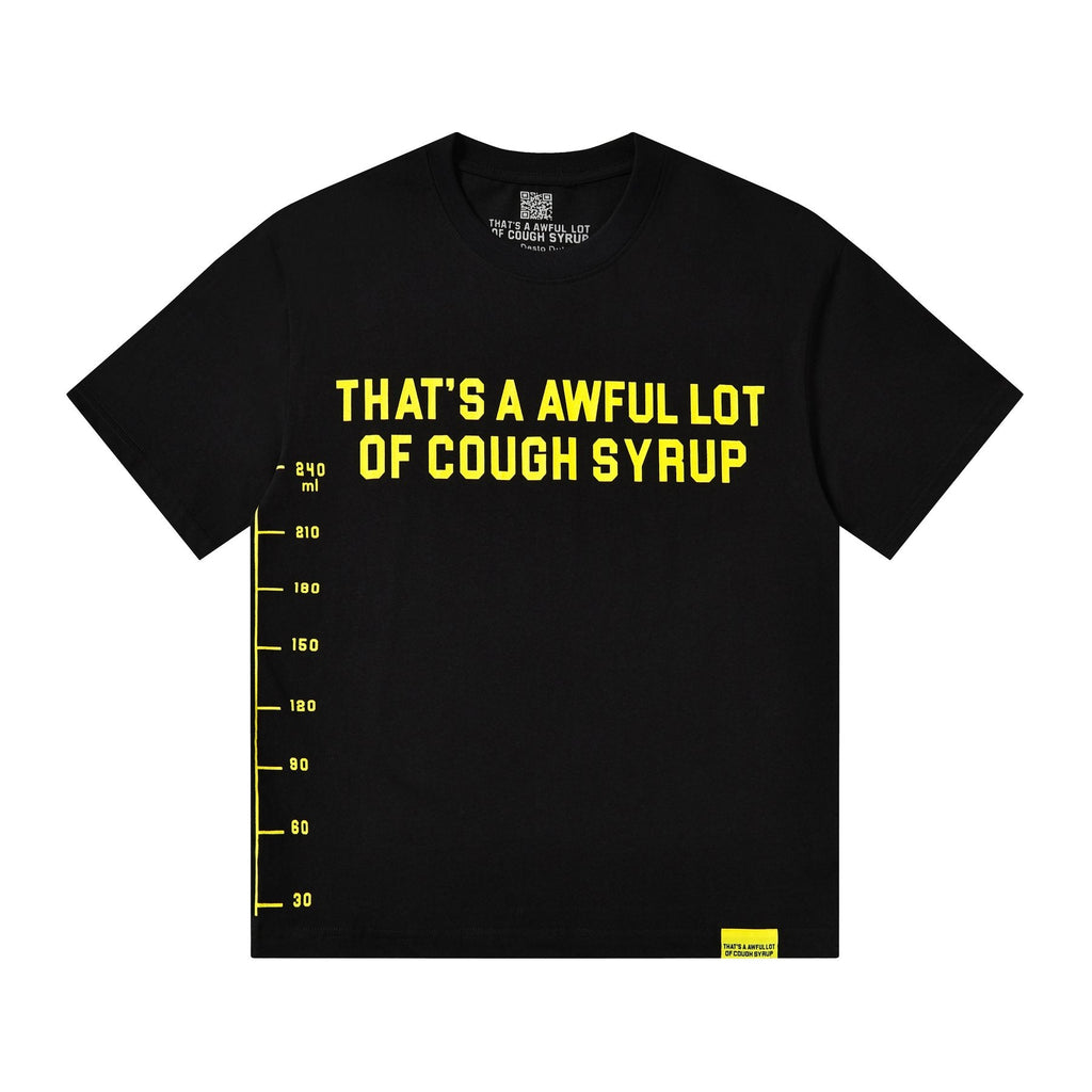 THAT'S A AWFUL LOT OF COUGH SYRUP Yellow Wordmark Short-Sleeve T-Shirt — front