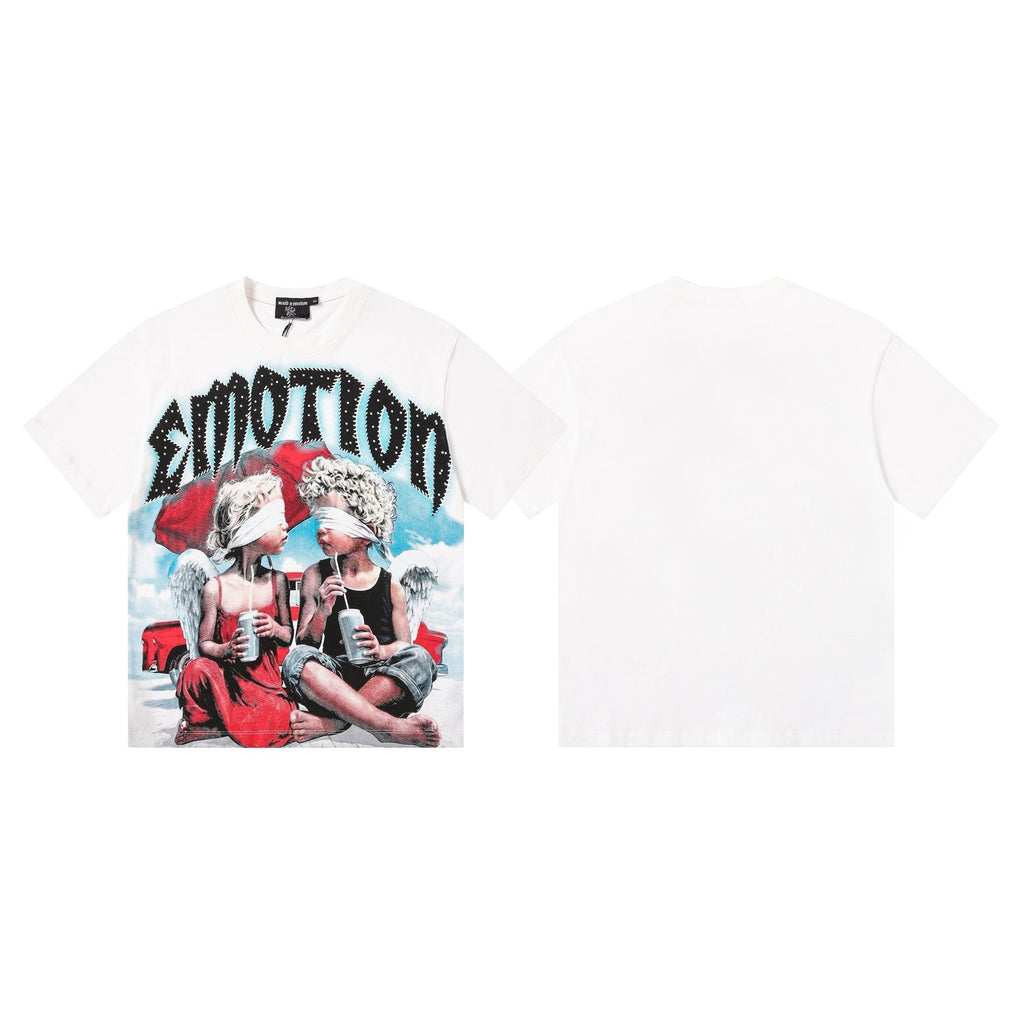 MIXED EMOTION Angel Graphic Short-Sleeve T-Shirt — front