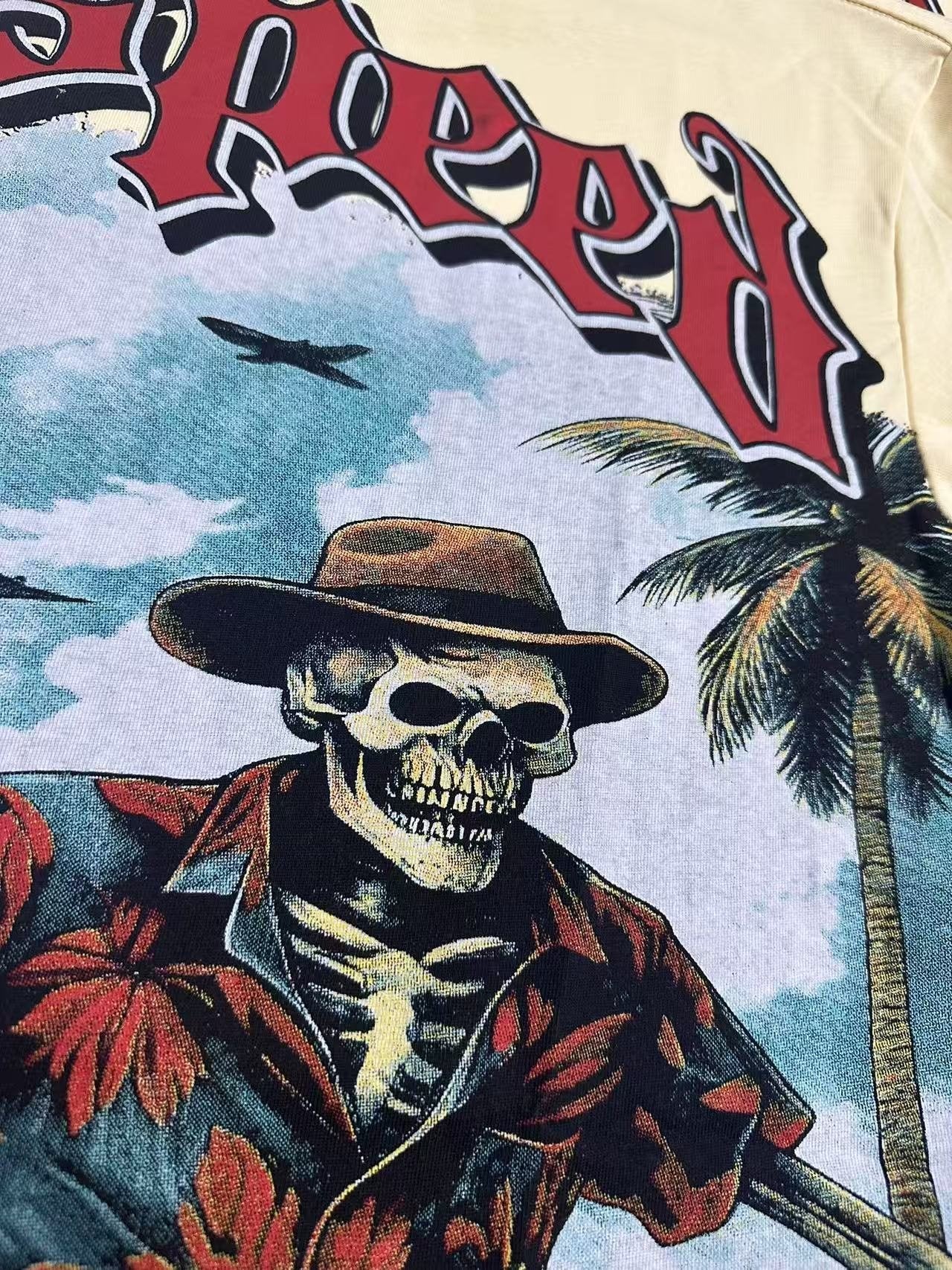 Godspeed Beach Skeleton Graphic T-Shirt — detail