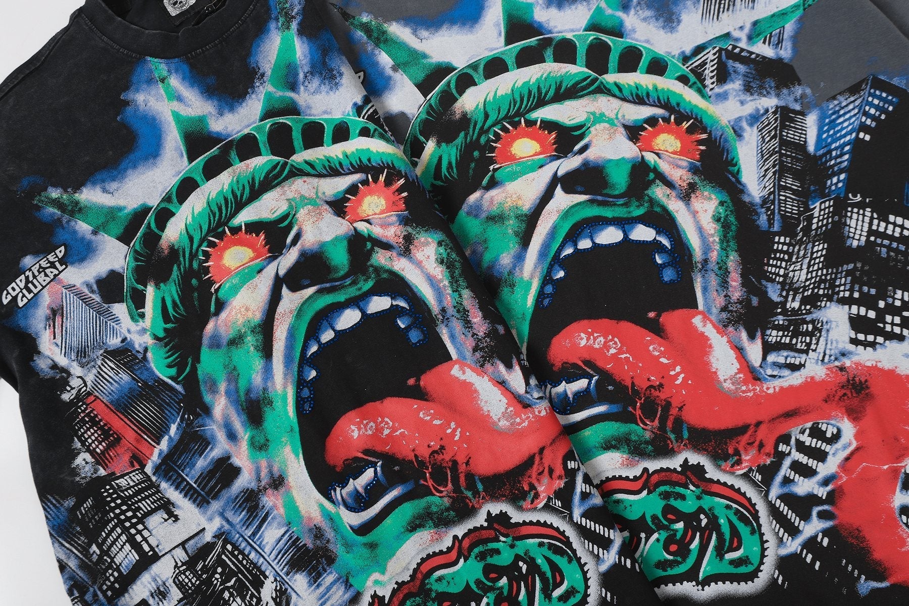 Godspeed Statue of Liberty Graphic T-Shirt — detail