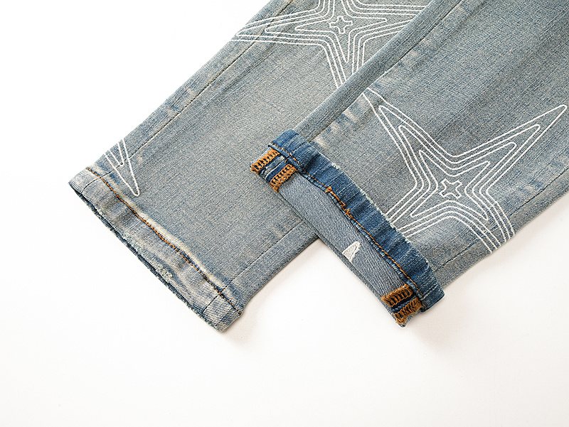Purple Brand Star Graphic Light Blue Jeans — detail