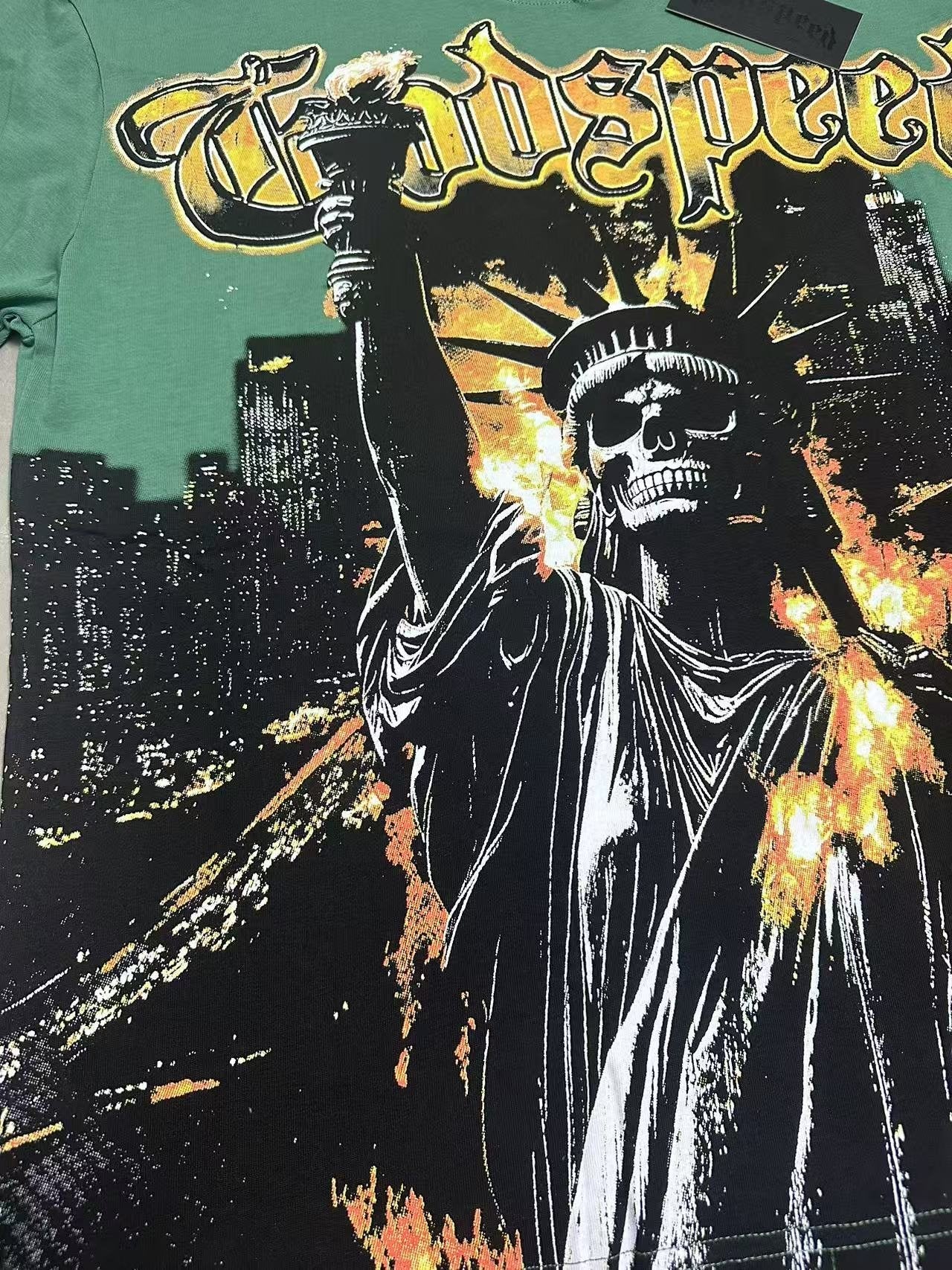 Godspeed Statue of Liberty Graphic T-Shirt — detail