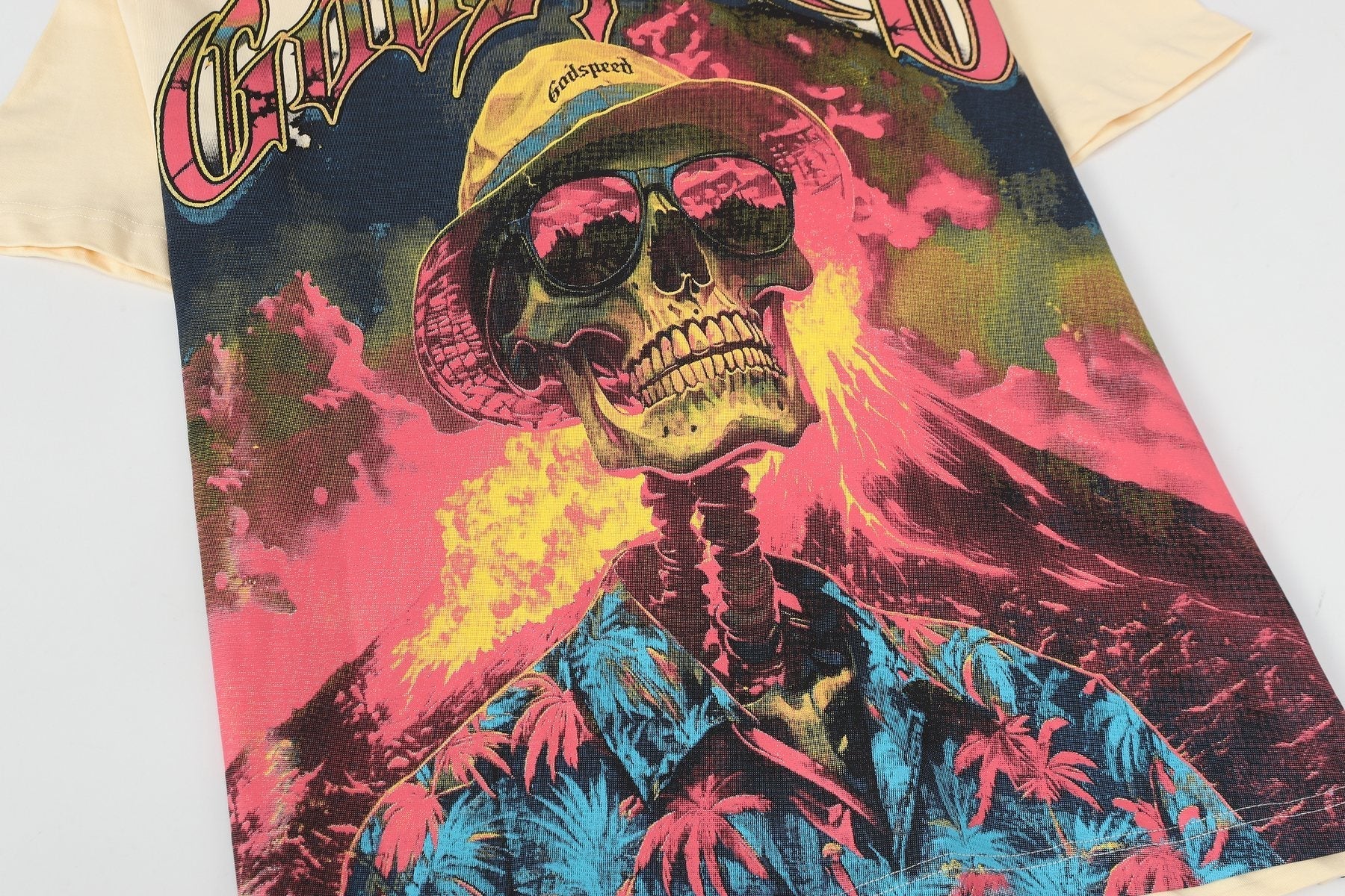Godspeed Skull Volcano Graphic T-Shirt — detail