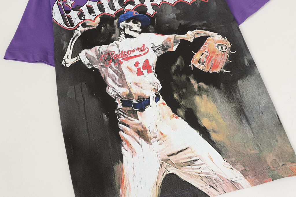 Godspeed Purple Baseball Graphic T-Shirt — detail