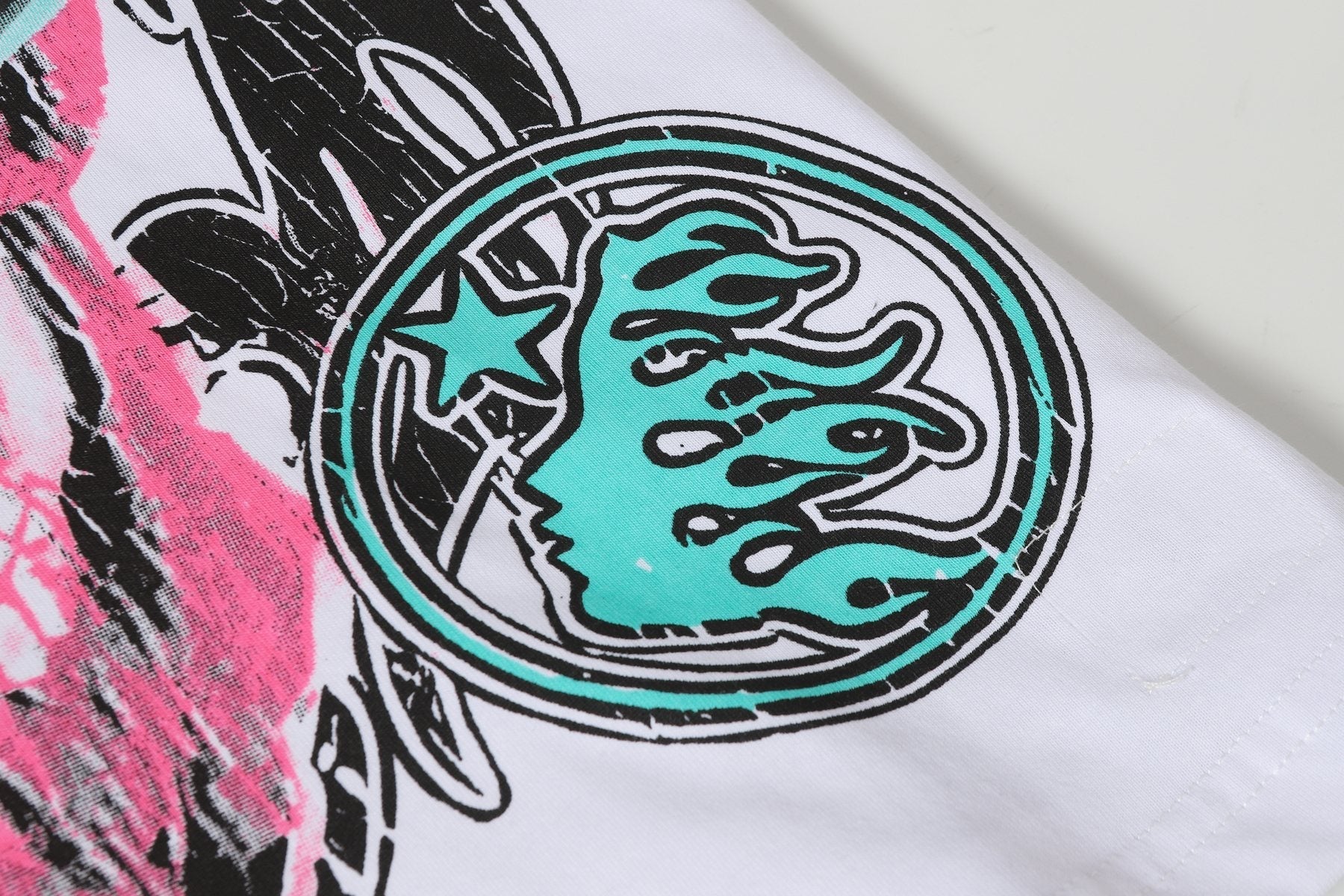 Hellstar Brand Like a Rock Star Skull Graphic T-Shirt — detail