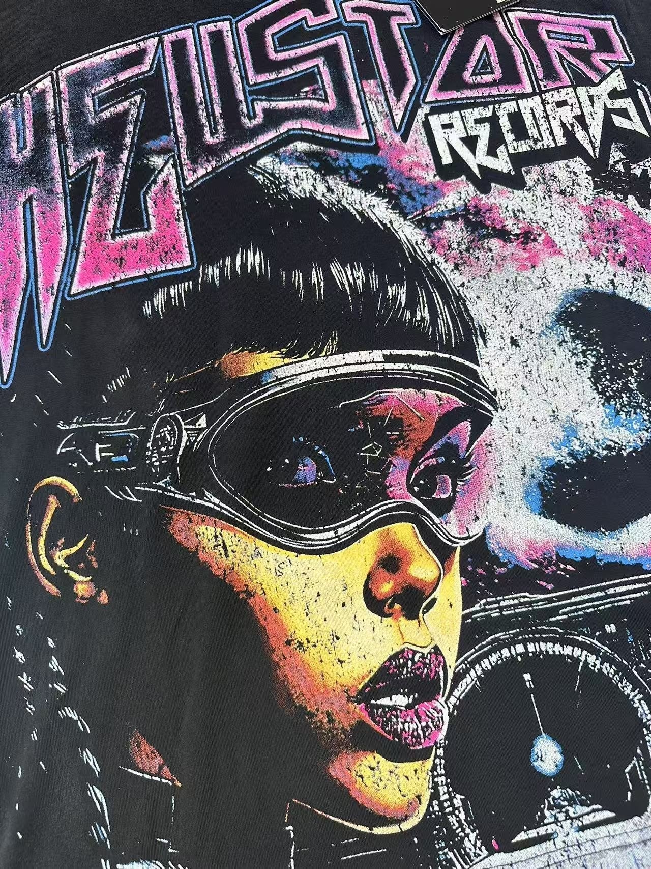 Hellstar Futuristic Face Graphic T-Shirt — detail