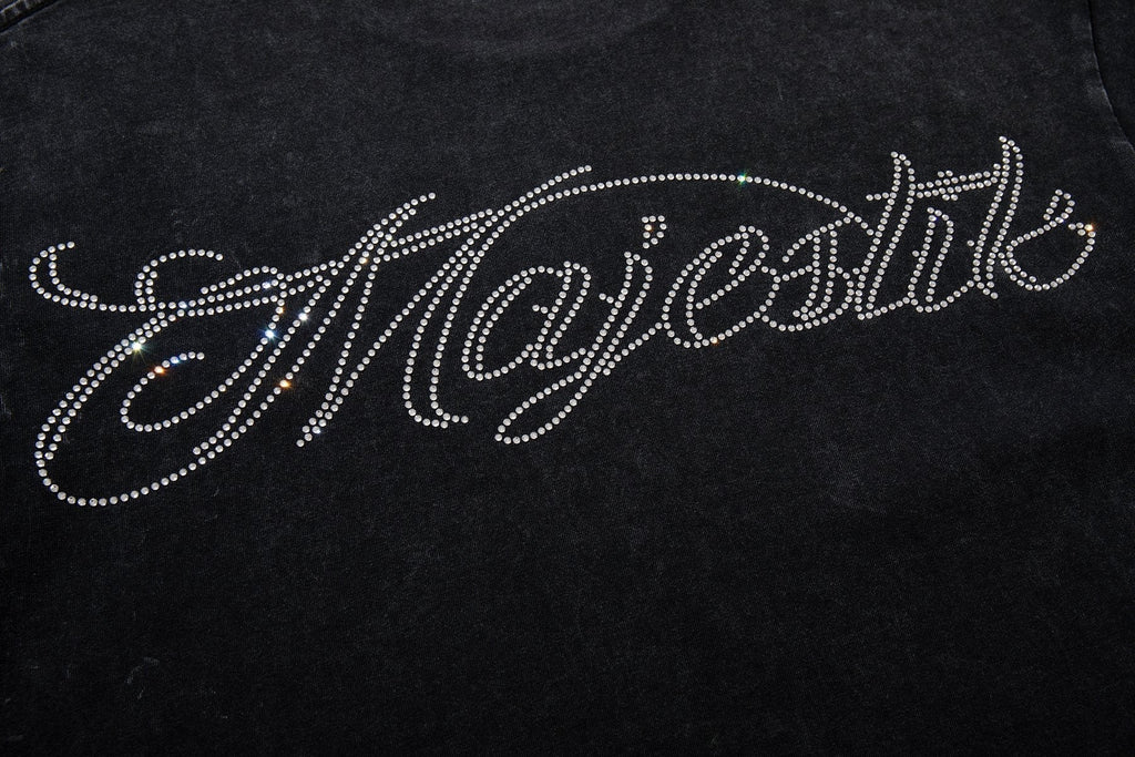 MAJESTIK Blue Football Graphic T-Shirt — detail