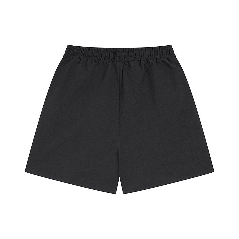 MIXED EMOTION Black Front Graphic Appliqué Shorts — back