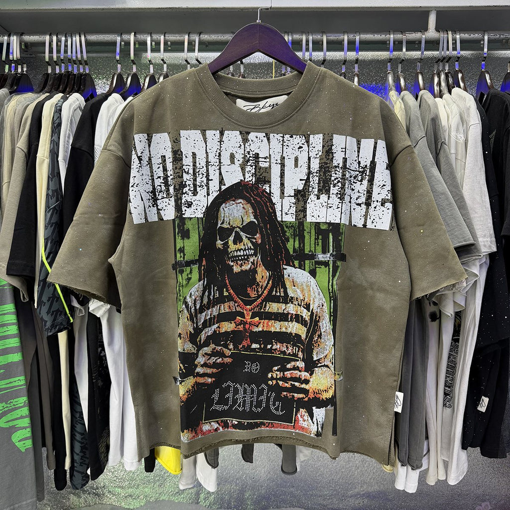 BKYS Revival No Discipline Rhinestone Skull Graphic Cropped T-Shirt — context