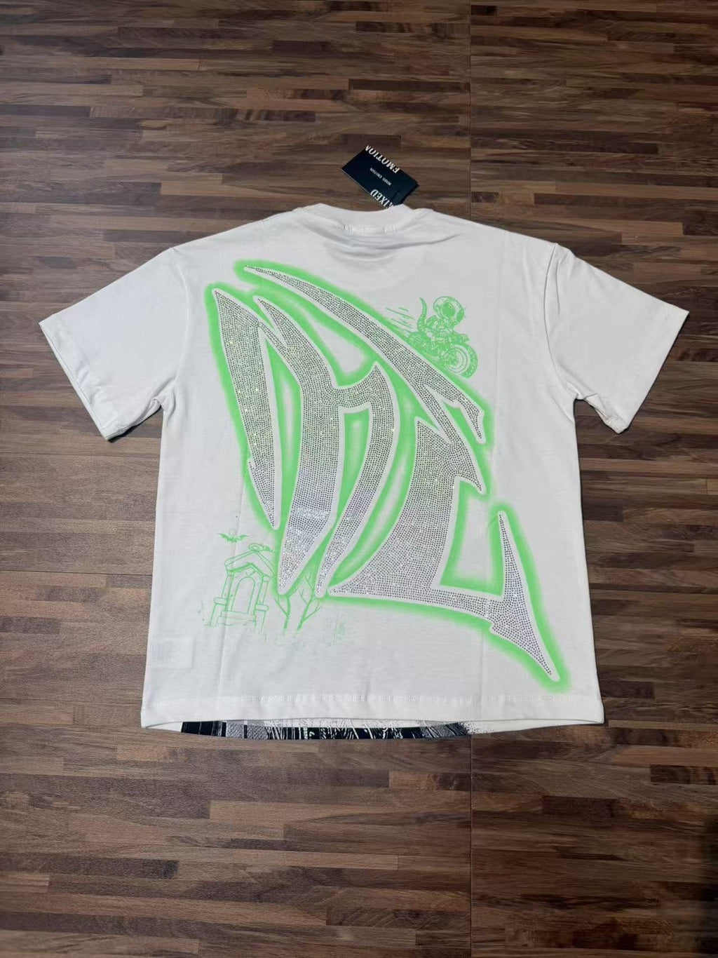 MIXED EMOTION Motorcycle Graffiti Graphic T-Shirt — back