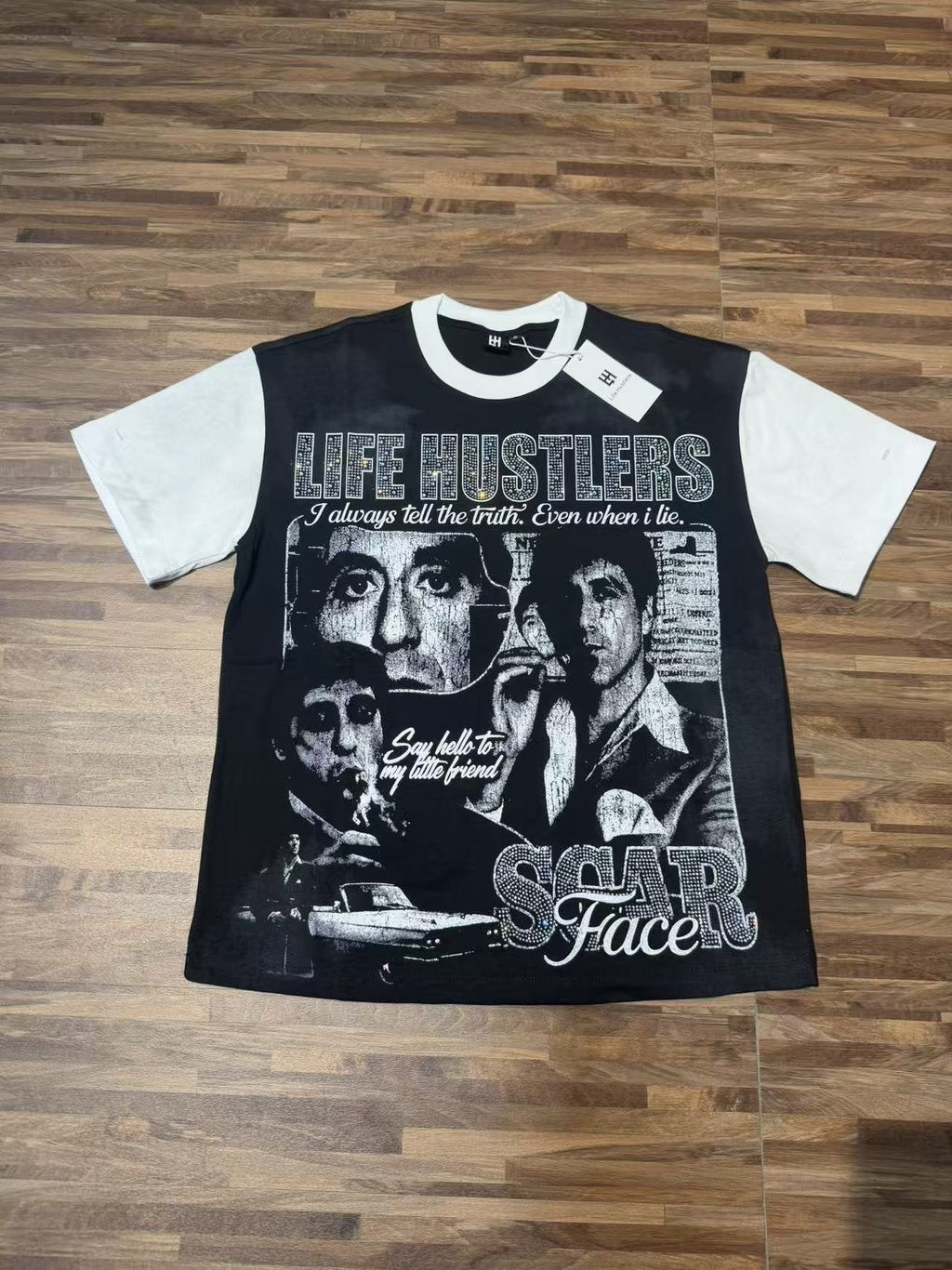 Life Hustlere Scarface-Inspired Raglan Graphic T-Shirt — front