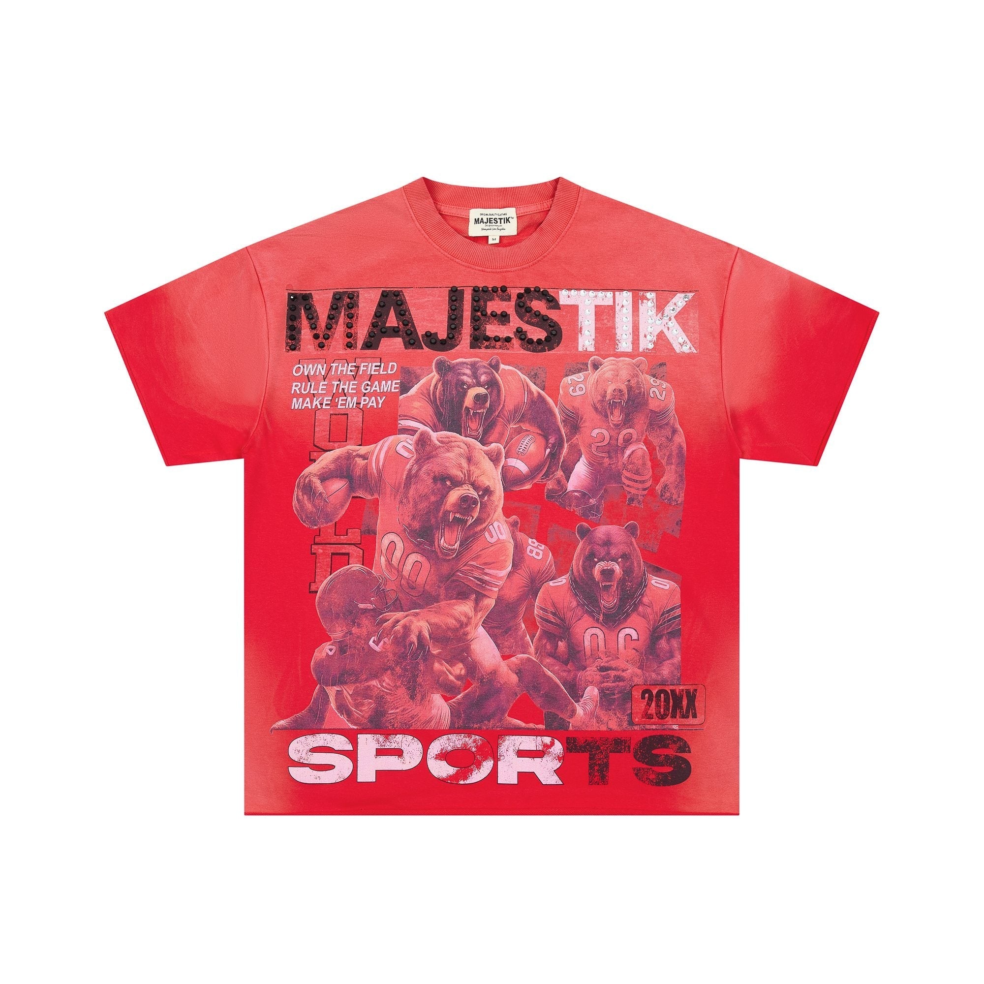 MAJESTIK Red Bear Football Graphic T-Shirt — hero