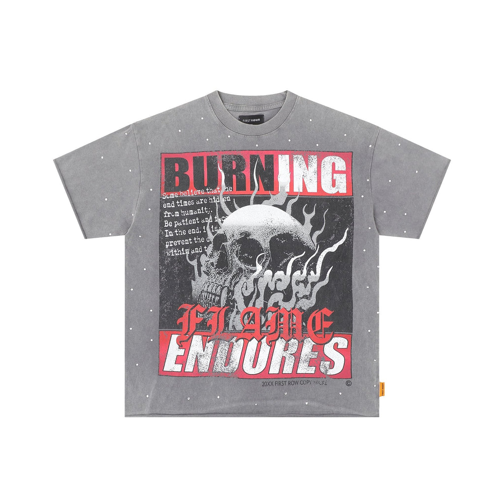 FIRST ROW Burning Flames Cropped Graphic T-Shirt — hero