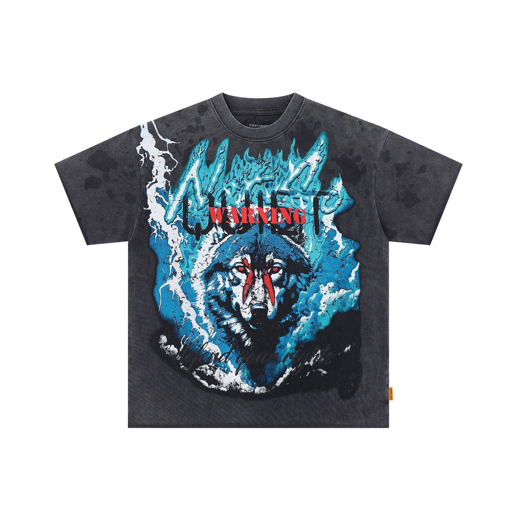 FIRST ROW Warning Not So Quiet Wolf Cropped T-Shirt — hero