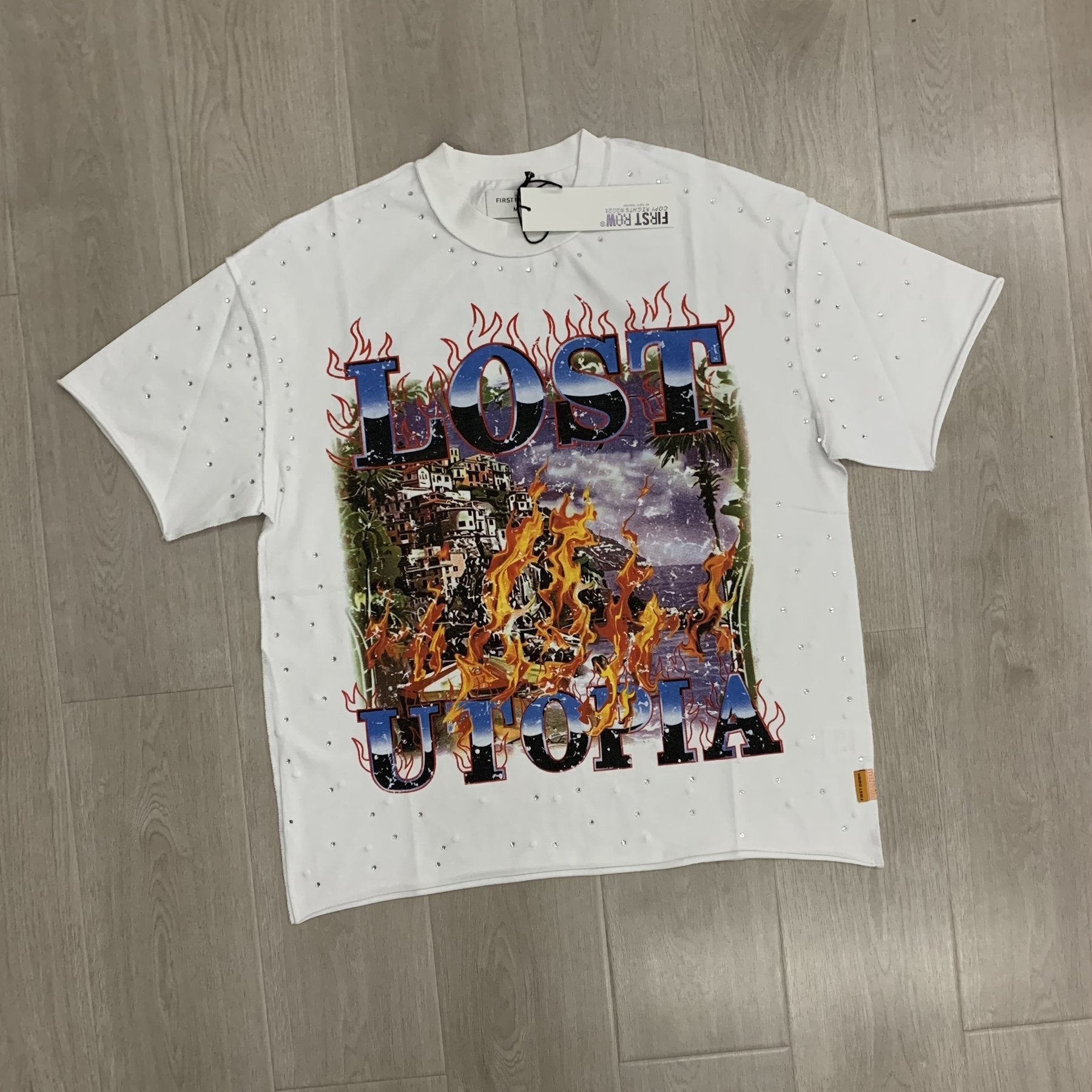 FIRST ROW Lost Utopia Burning Flame T-Shirt — front