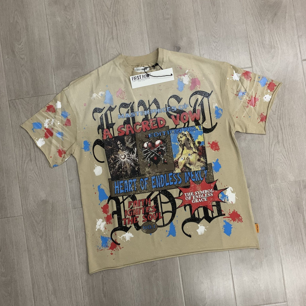 FIRST ROW A Sacred Vow Graphic T-Shirt - Beige — front