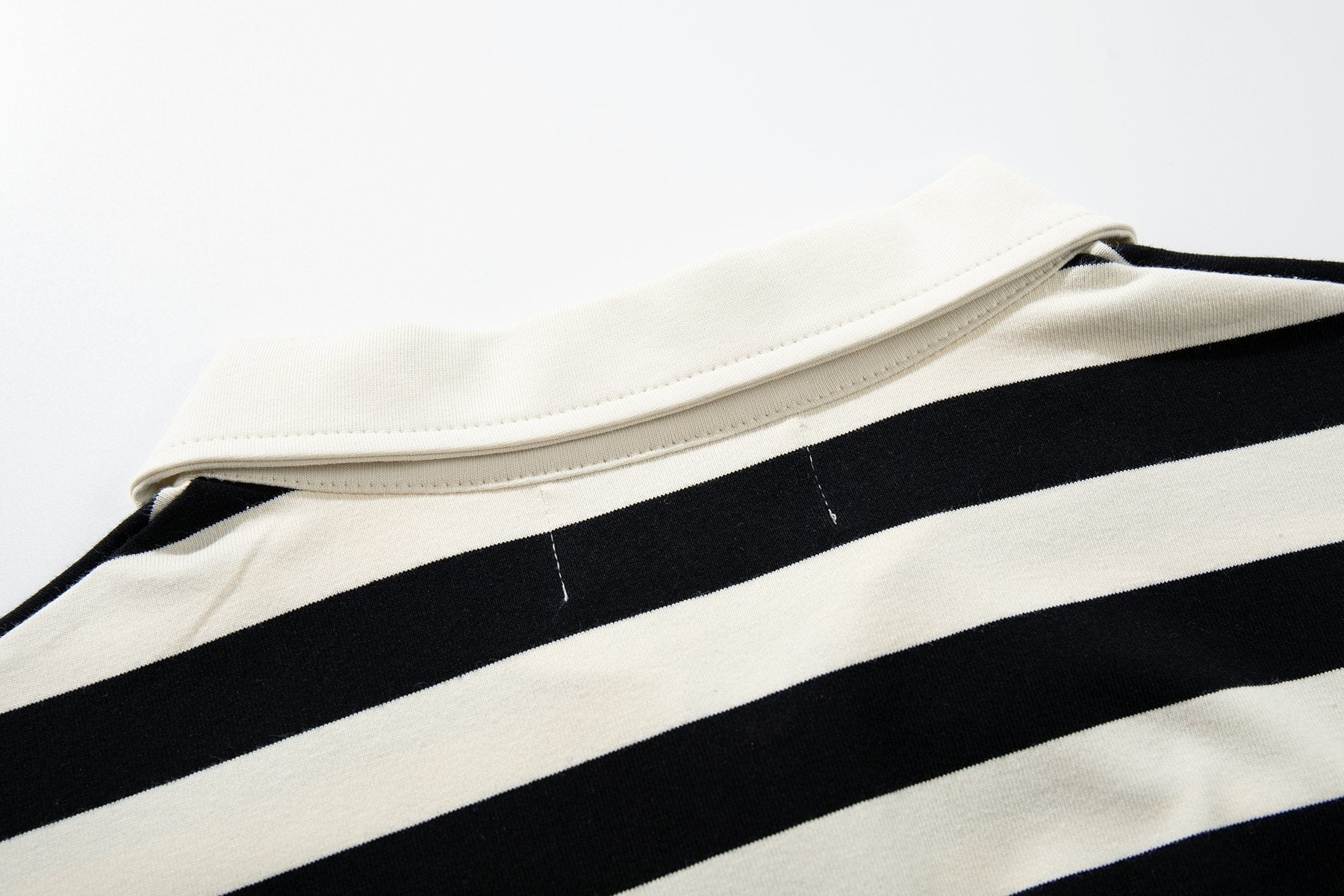 MAJESTIK Skull Graphic Striped Zip-Collar T-Shirt — detail