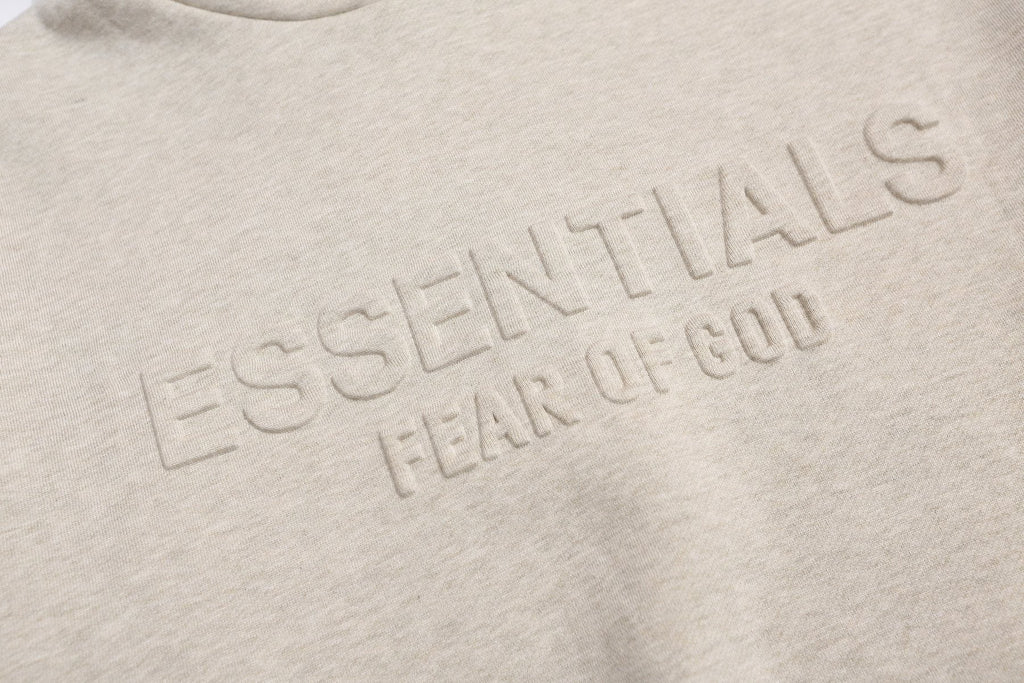 Fear of God Essentials Tonal Logo Light Grey Hoodie — detail