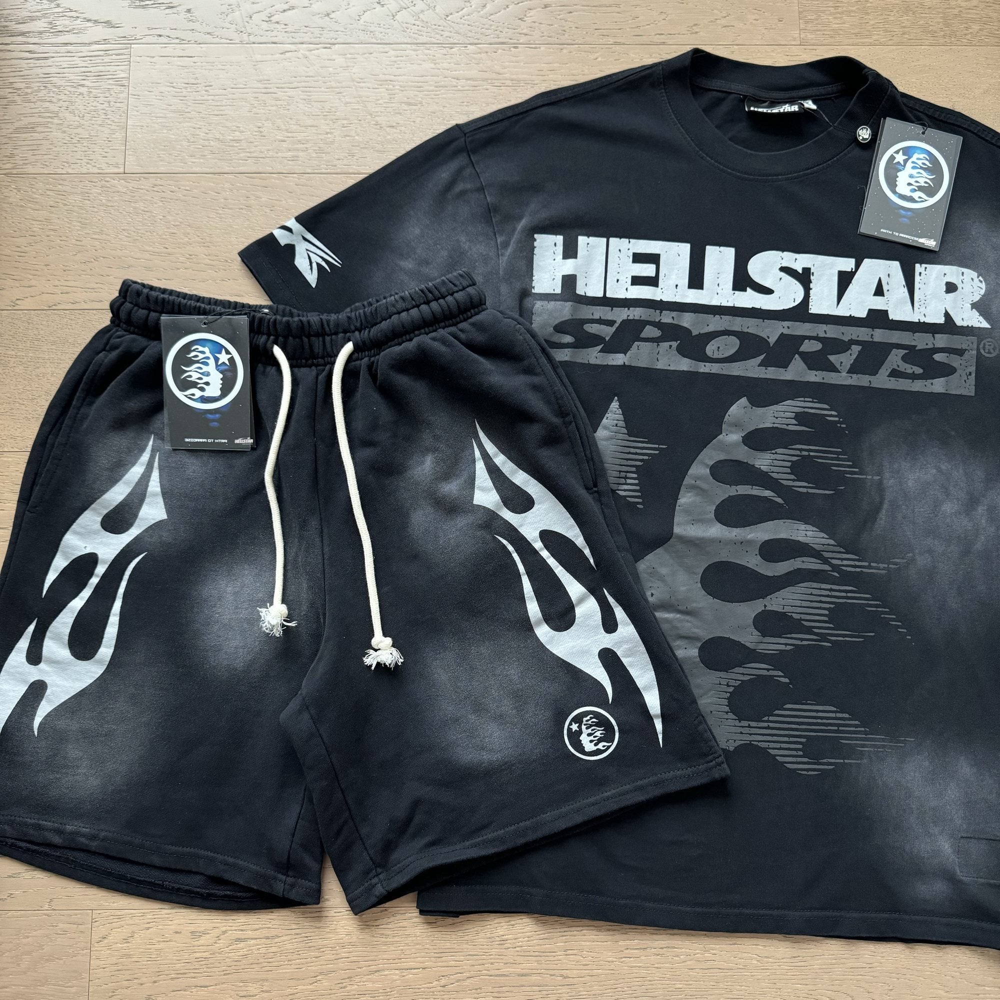 Hellstar Sports Flame T-Shirt and Shorts Set — front