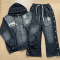 Hellstar Black Tonal Zip Hoodie & Pants Set — front